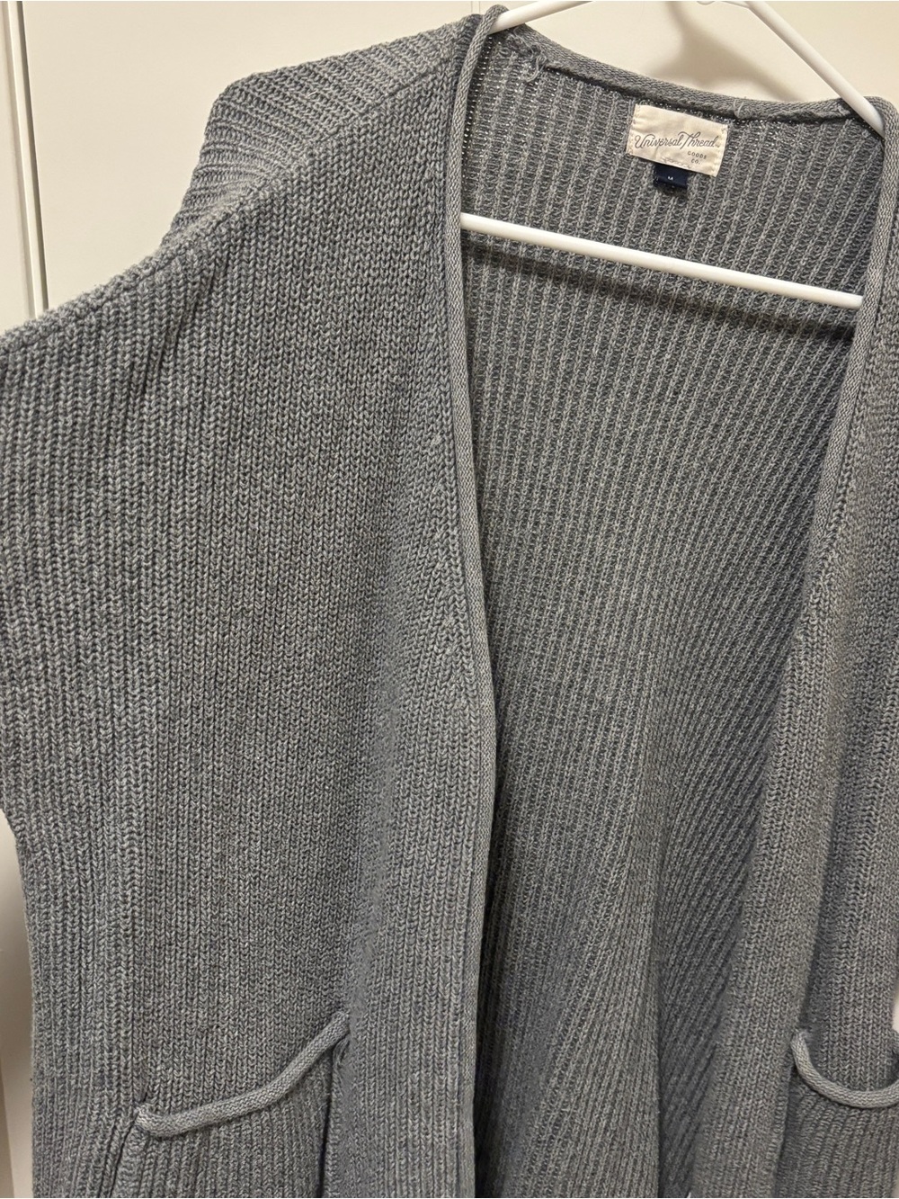 Universal Thread Gray Open-Front Ribbed Cardigan - Picture 2 of 5